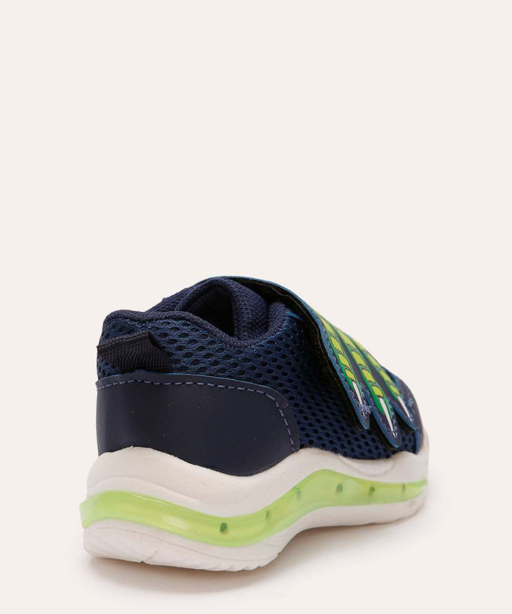 tênis casual infantil dinoussaro com led azul
