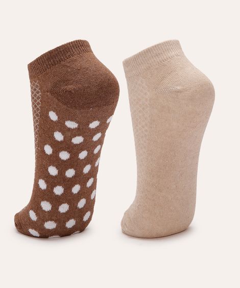 kit de 2 pares de meias cano baixo marrom