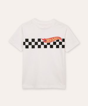 camiseta de algodão infantil manga curta hot wheels off white