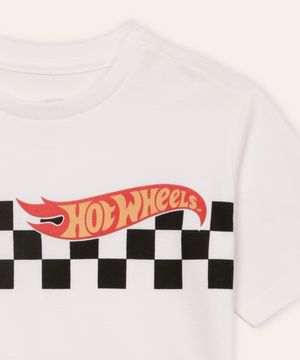 camiseta de algodão infantil manga curta hot wheels off white