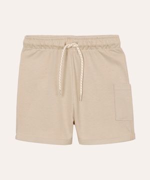 bermuda infantil de algodão com bolso - bege medio
