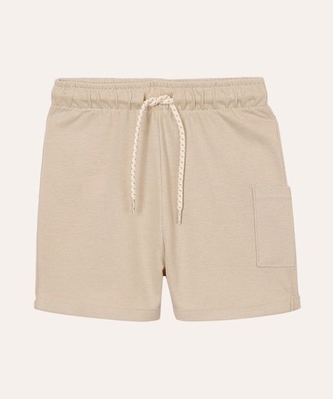 bermuda infantil de algodão com bolso - bege medio