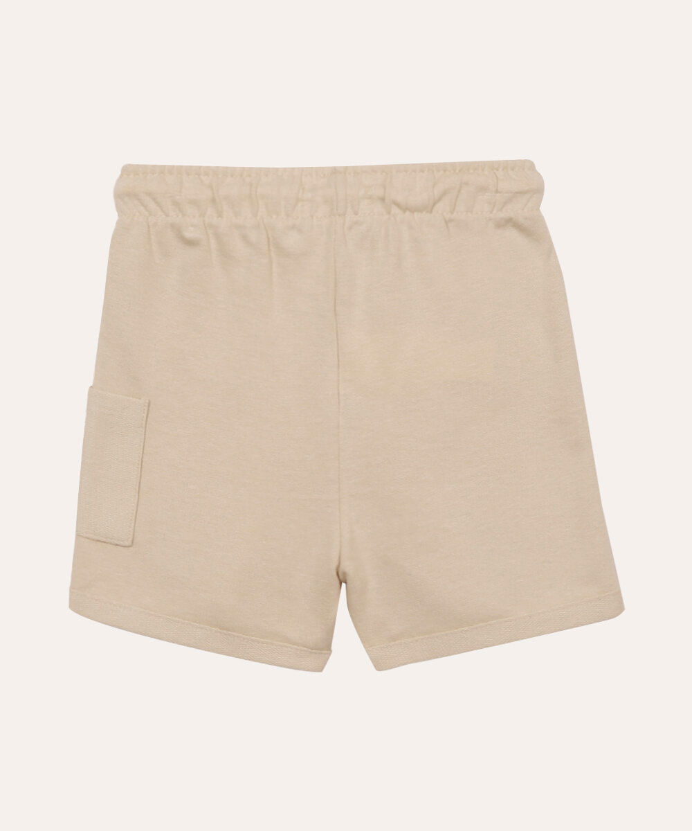 bermuda infantil de algodão com bolso - bege medio