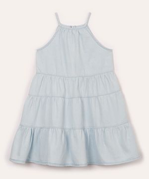 vestido midi jeans infantil azul