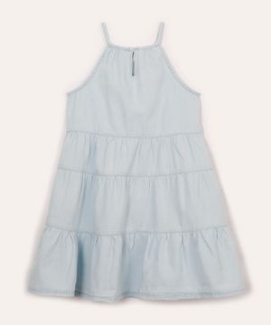 vestido midi jeans infantil azul