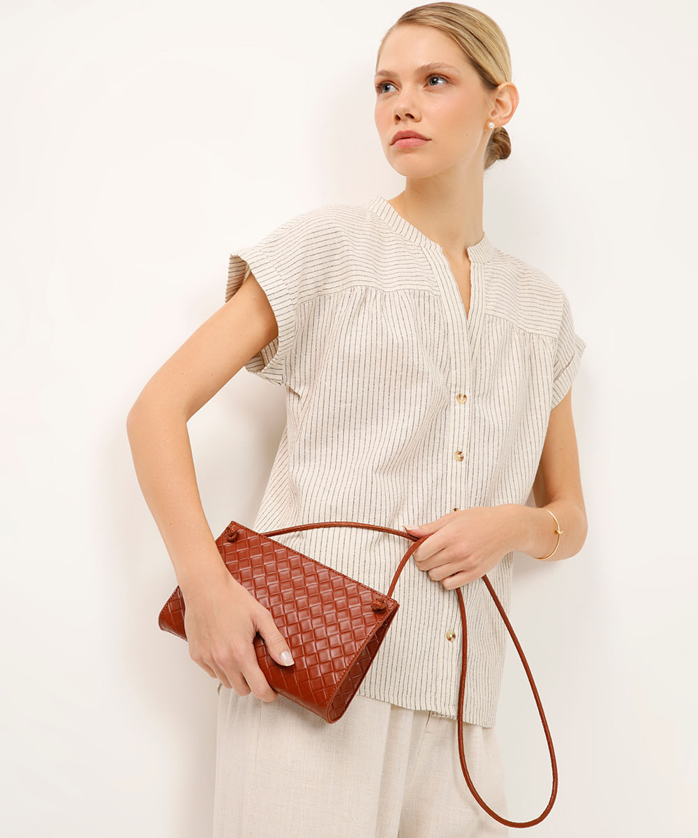 bolsa crossbody tresse bege