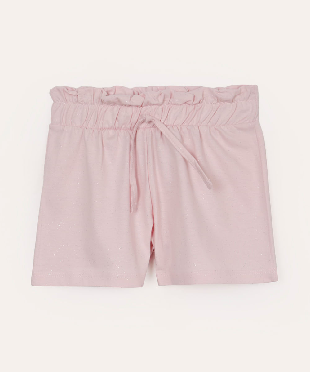 short infantil clochard glitter rosa