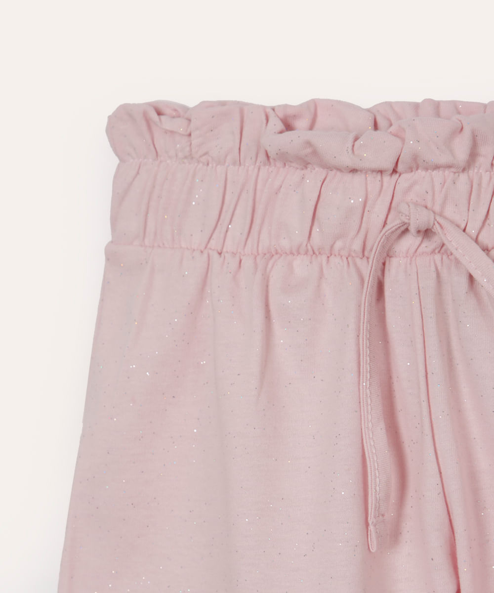 short infantil clochard glitter rosa