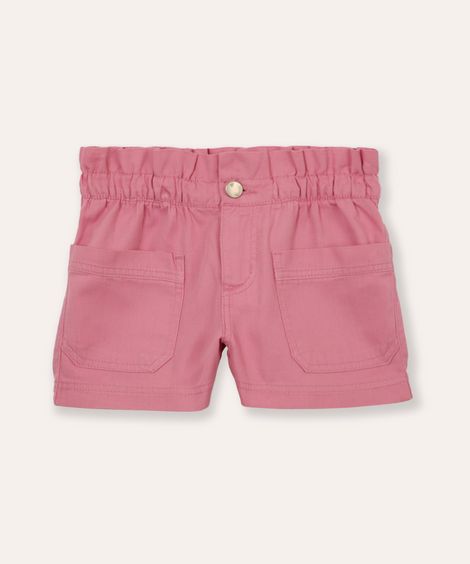 short chochard de sarja infantil com bolsos rosa