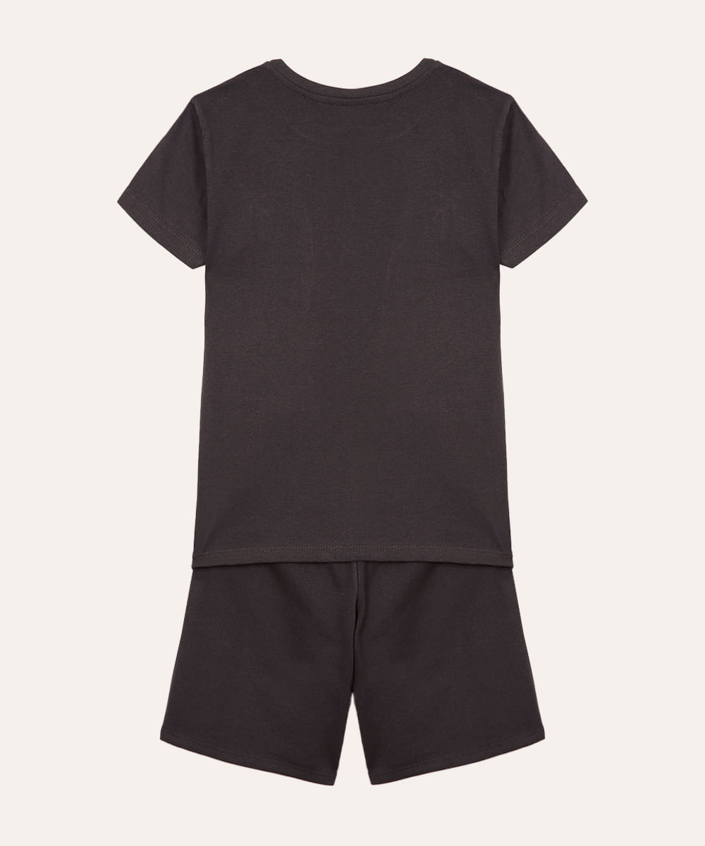 conjunto infantil de algodão curto cinza