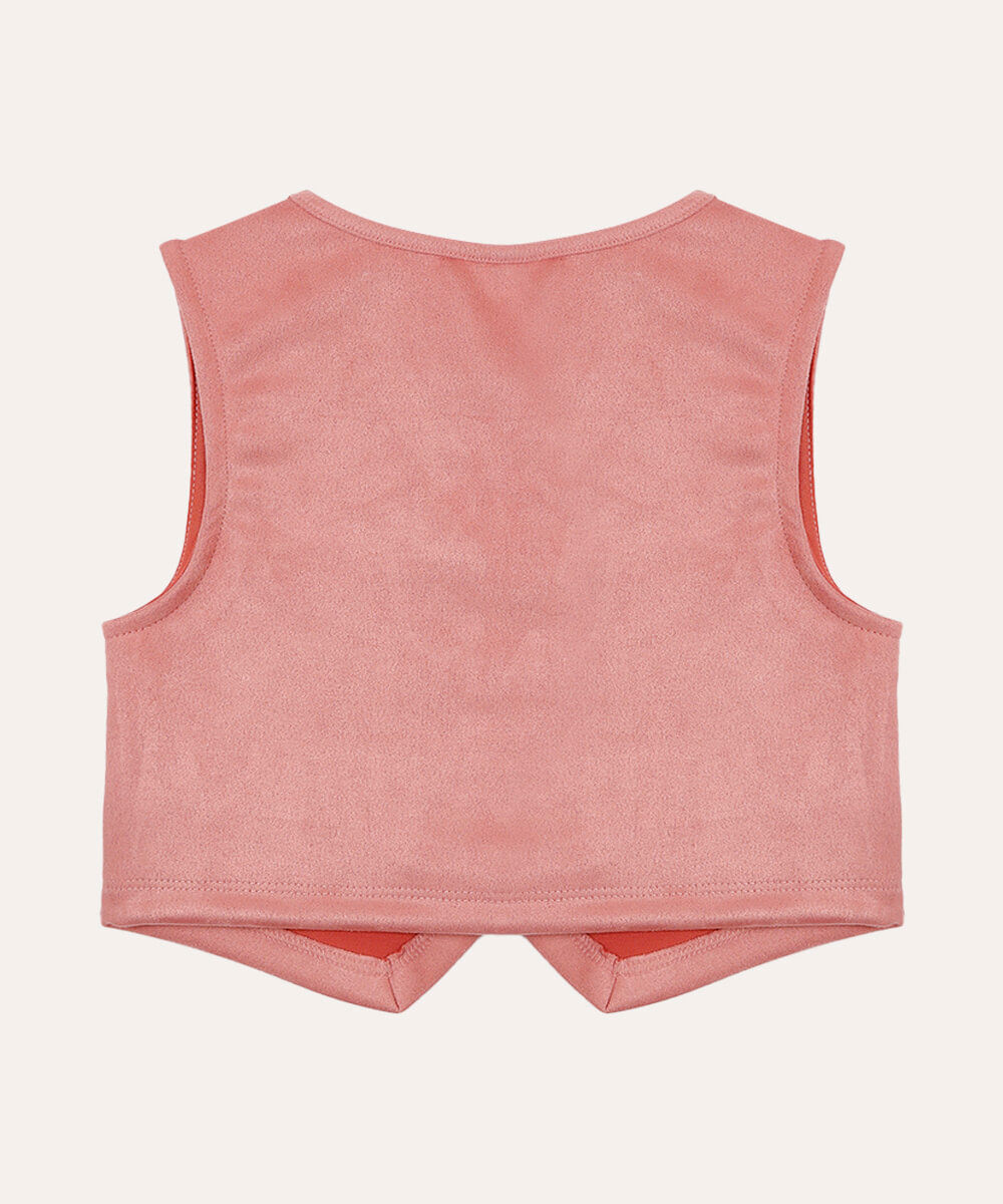 colete de suede infantil com franjas rosa