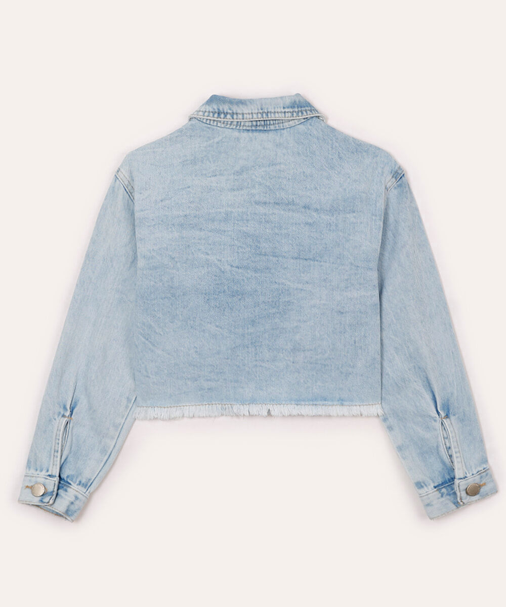 jaqueta jeans infantil stitch e angel azul