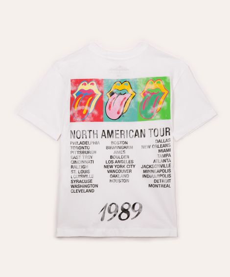 camiseta de algodão juvenil the rolling stones off white