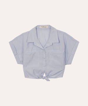 camisa infantil com amarração azul