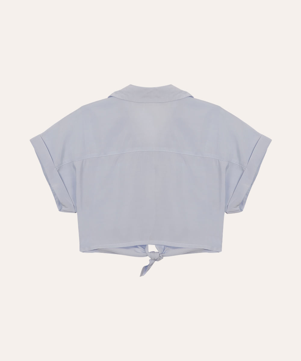 camisa infantil com amarração azul