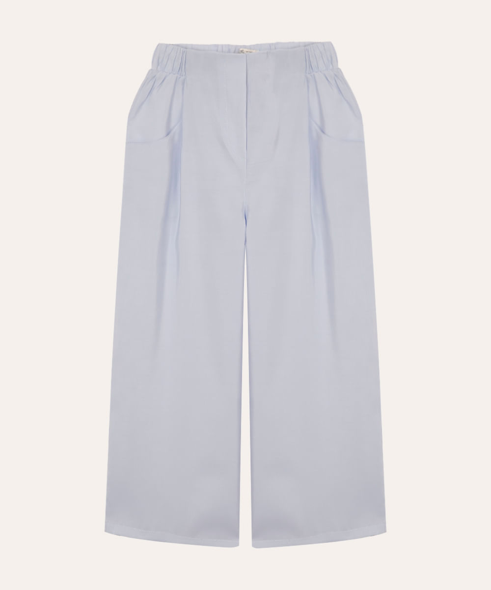 calça wide leg infantil cós com elástico azul