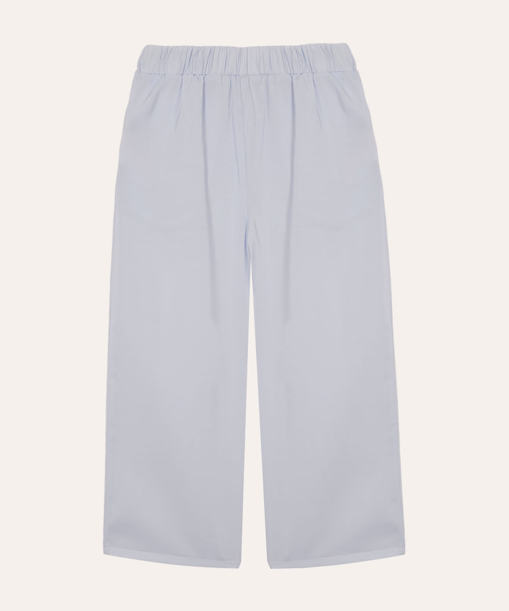 calça wide leg infantil cós com elástico azul