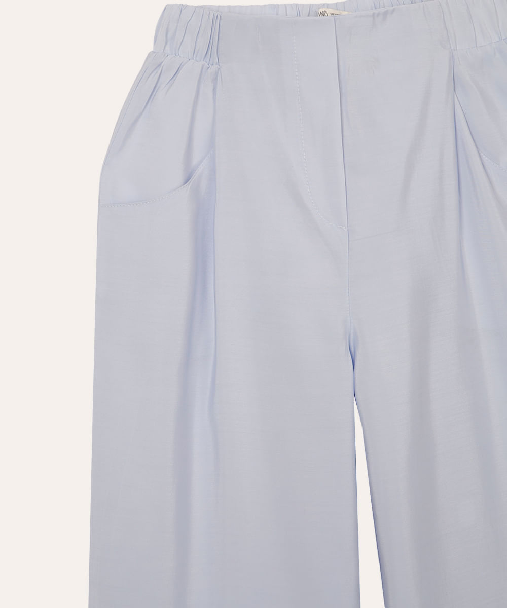 calça wide leg infantil cós com elástico azul