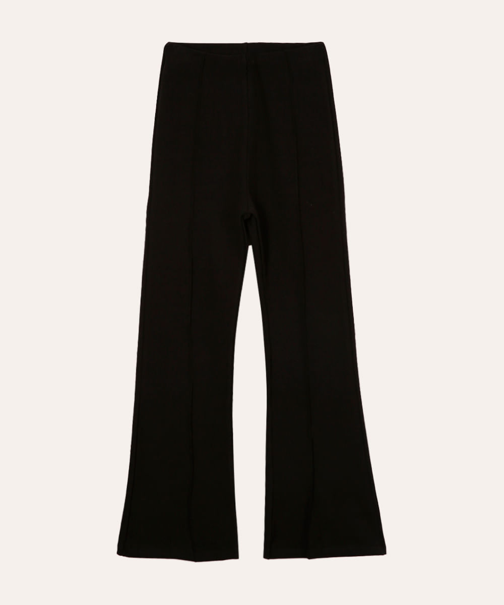 calça flare de algodão juvenil preta