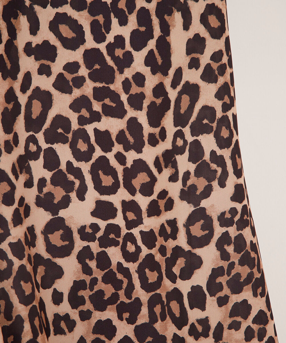 saia longa cintura média animal print bege