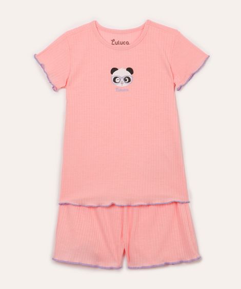 pijama curto infantil luluca rosa