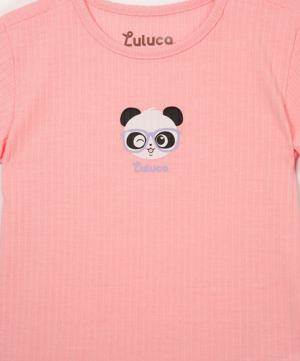 pijama curto infantil luluca rosa