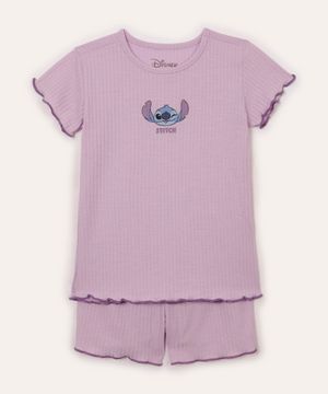 pijama curto infantil stitch lilás