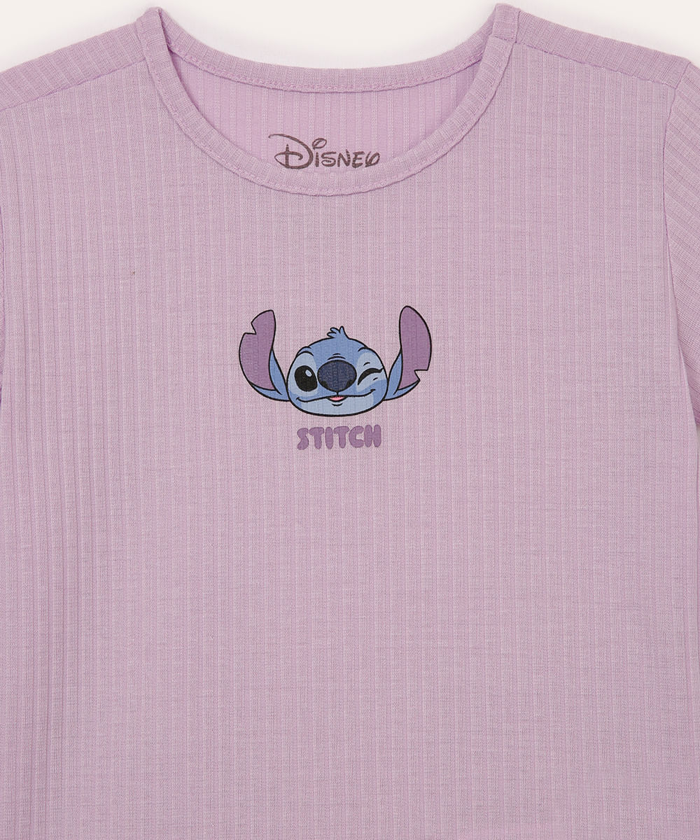 pijama curto infantil stitch lilás