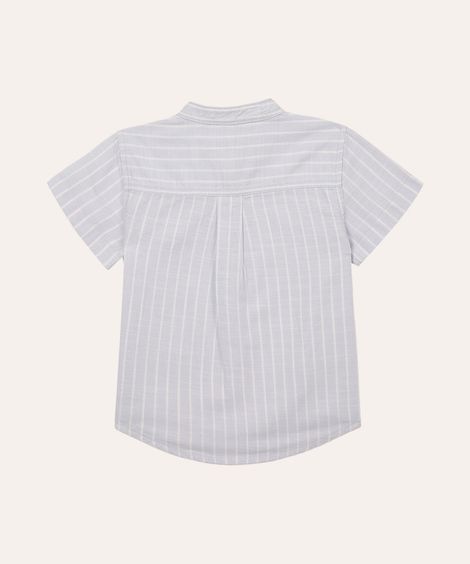camisa infantil manga curta gola padre com bolso azul