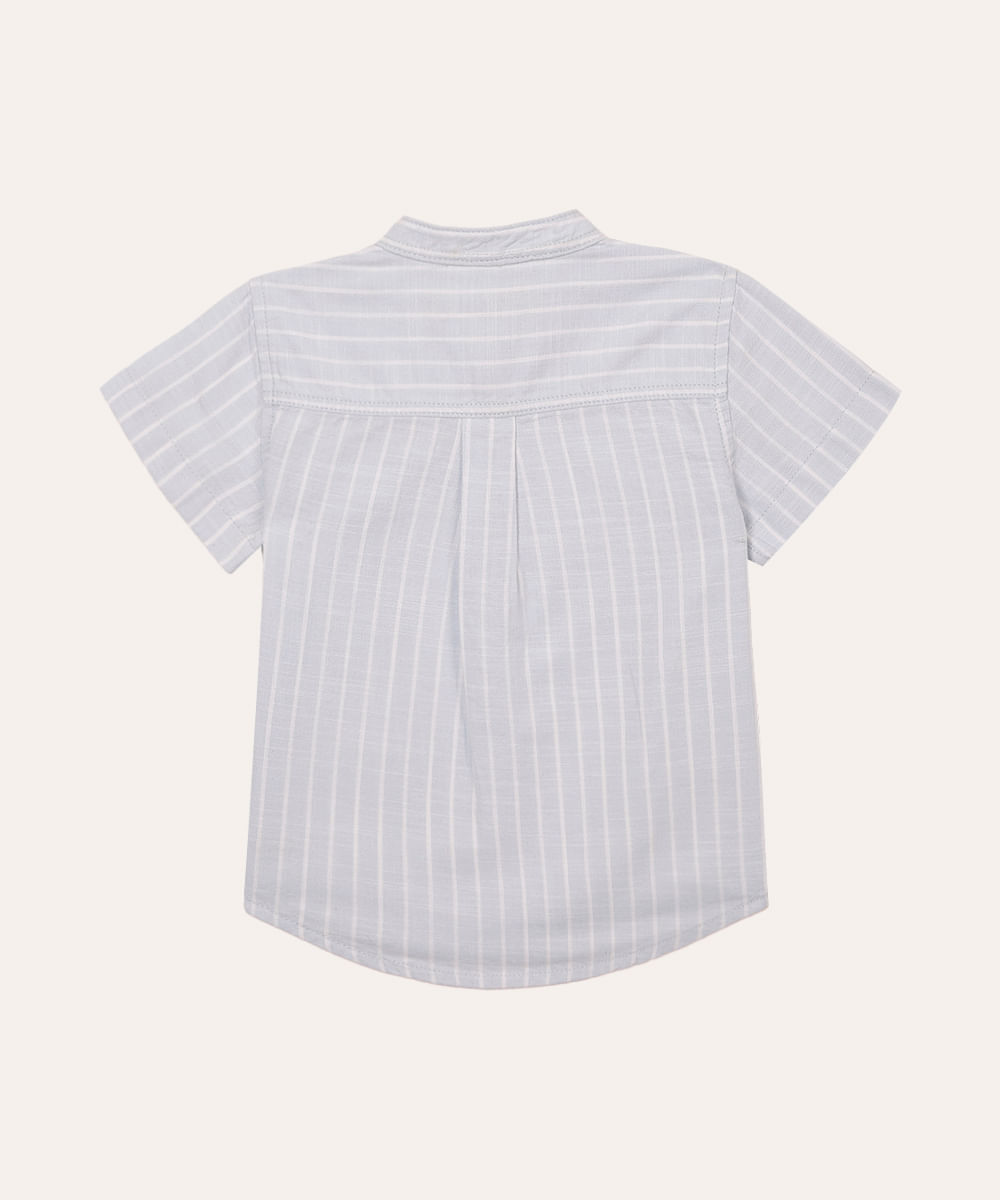 camisa infantil manga curta gola padre com bolso azul