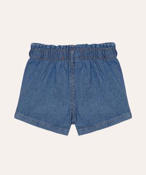 short clochard jeans infantil floral azul