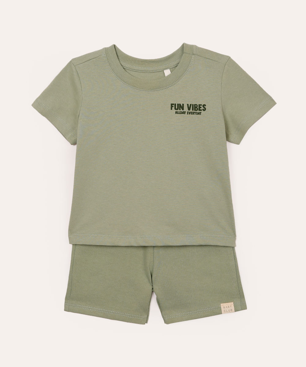 conjunto infantil curto fun vibes verde
