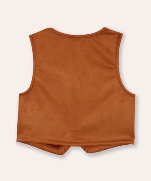 colete de suede infantil com franjas marrom