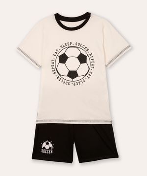 pijama curto infantil futebol off white