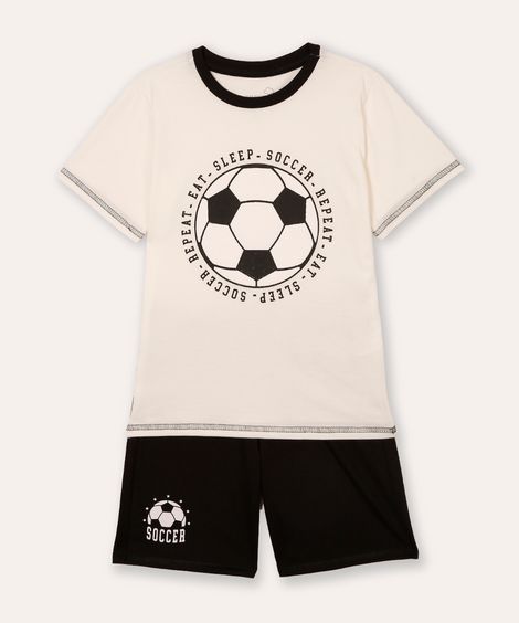 pijama curto infantil futebol off white