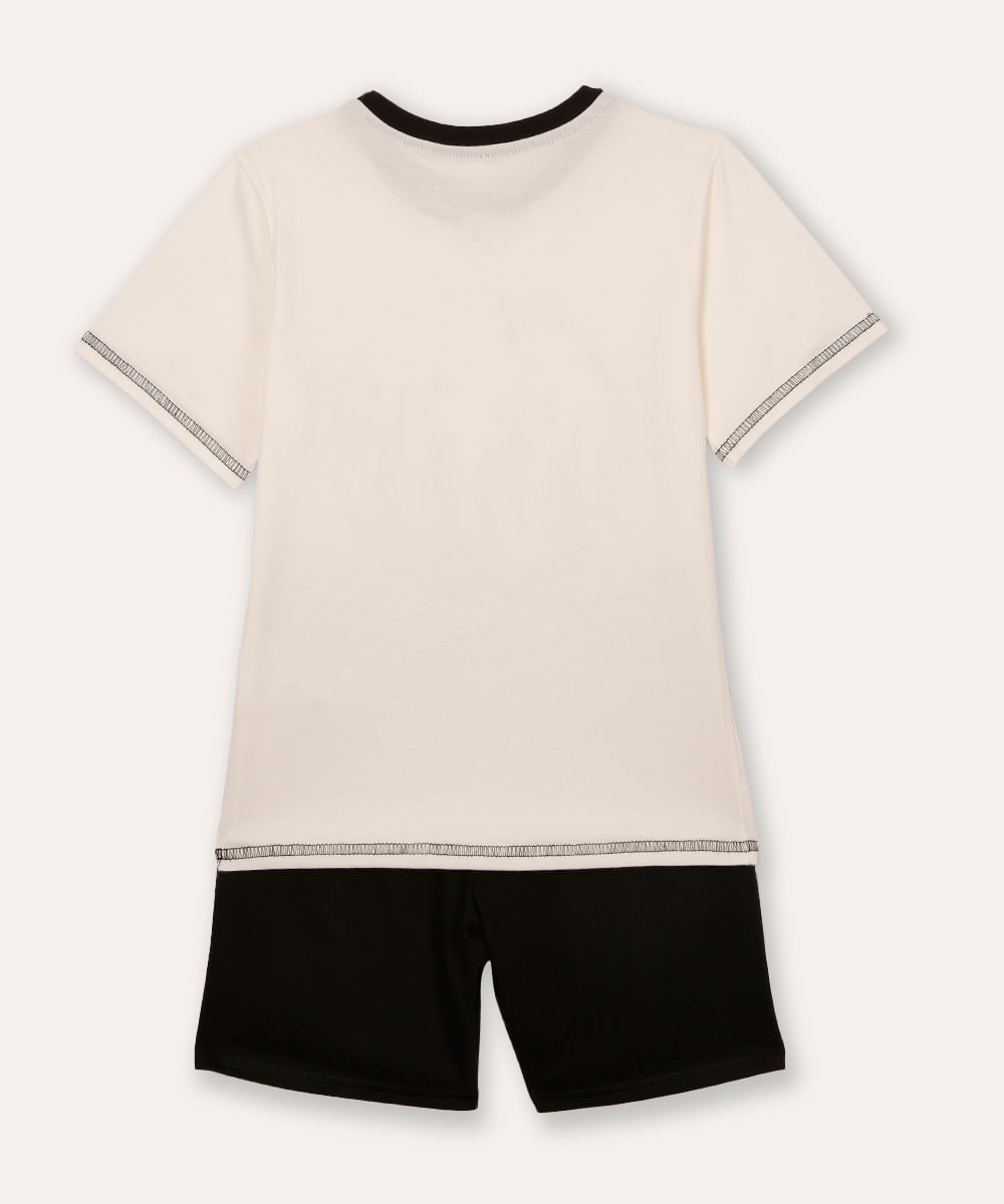 pijama curto infantil futebol off white