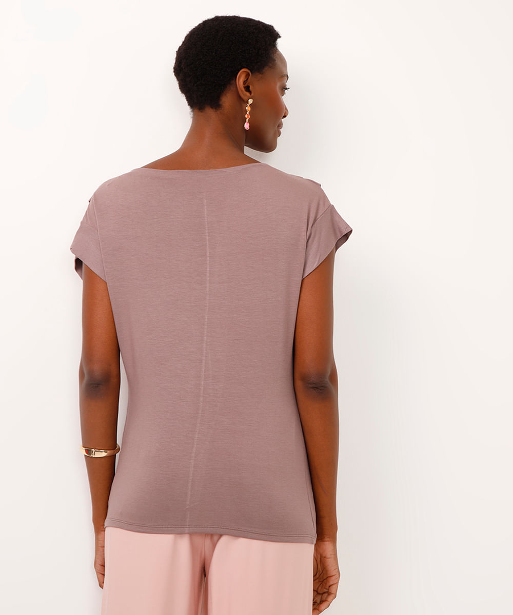 blusa de viscose com pregas nos ombros cinza