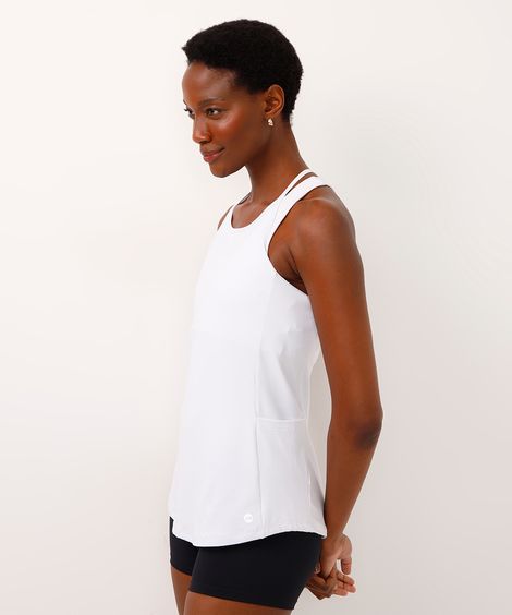 regata halterneck com bolsos esportiva off white