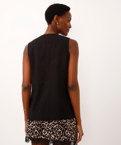 colete de alfaiataria alongado preto