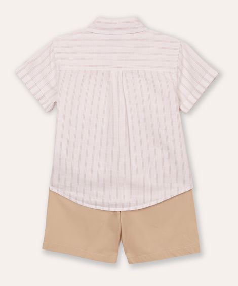 conjunto infantil curto listrado bege