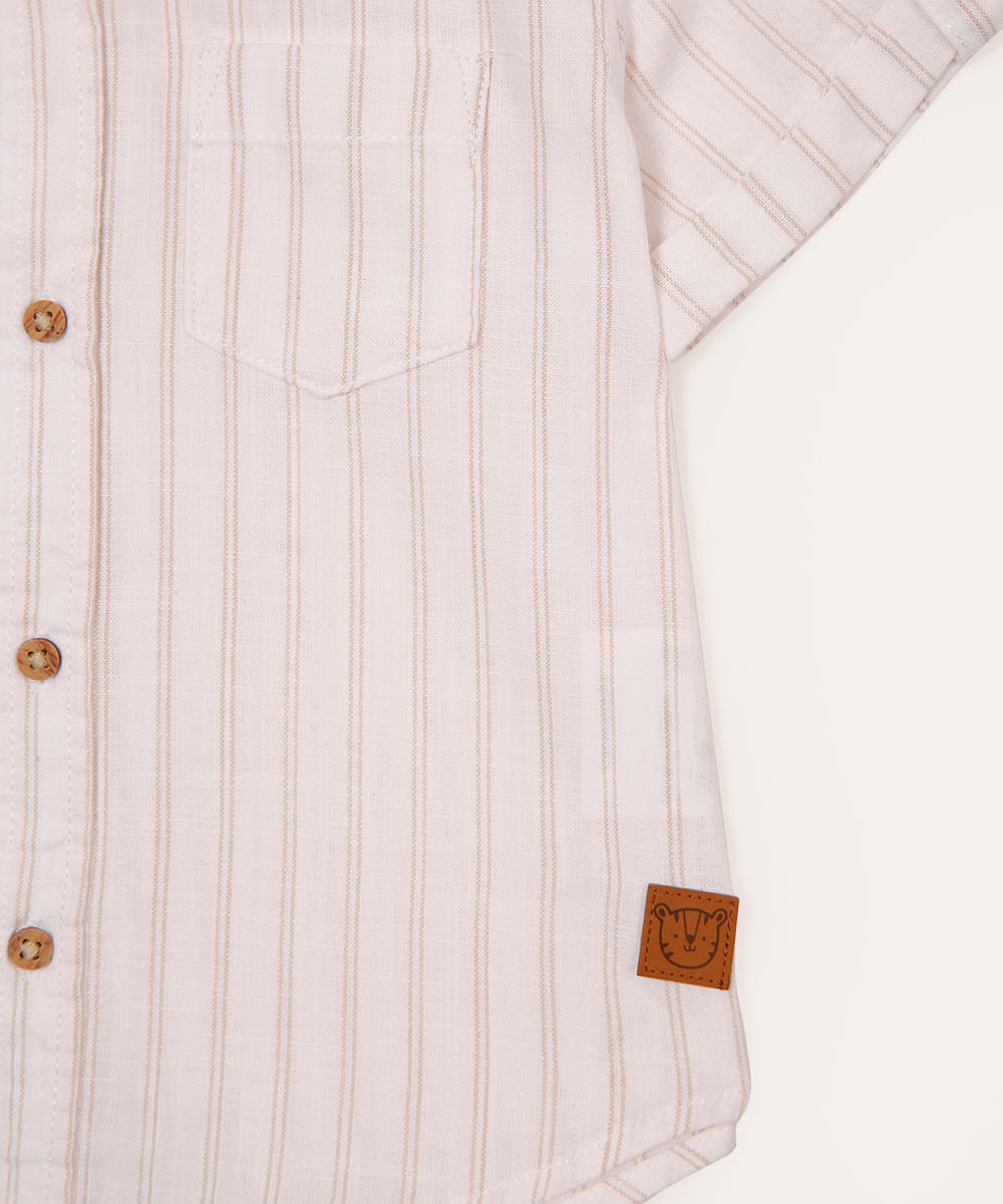 conjunto infantil curto listrado bege