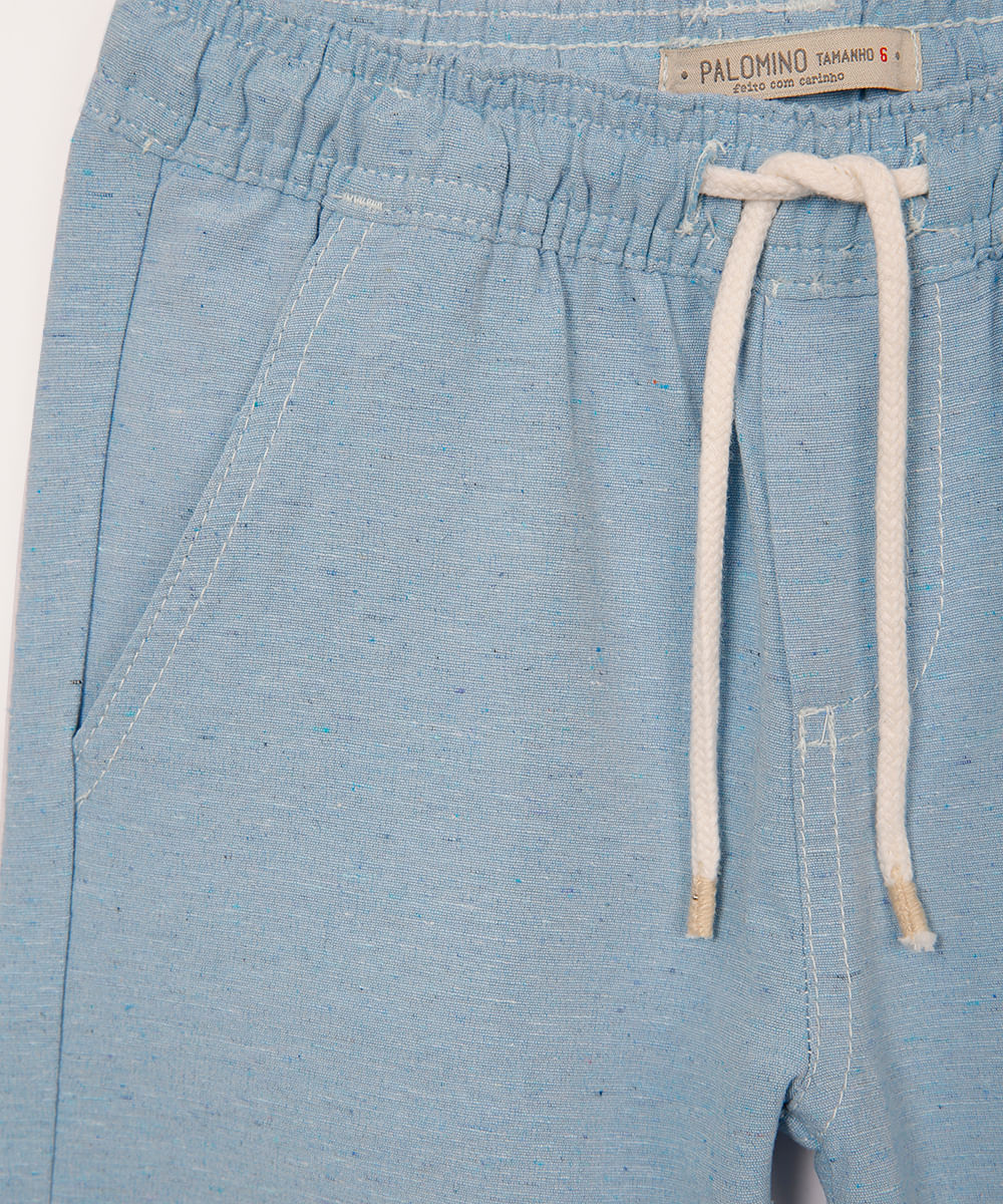 bermuda infantil cós com elástico e cordão azul