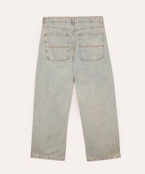 calça skater jeans juvenil com bolsos azul