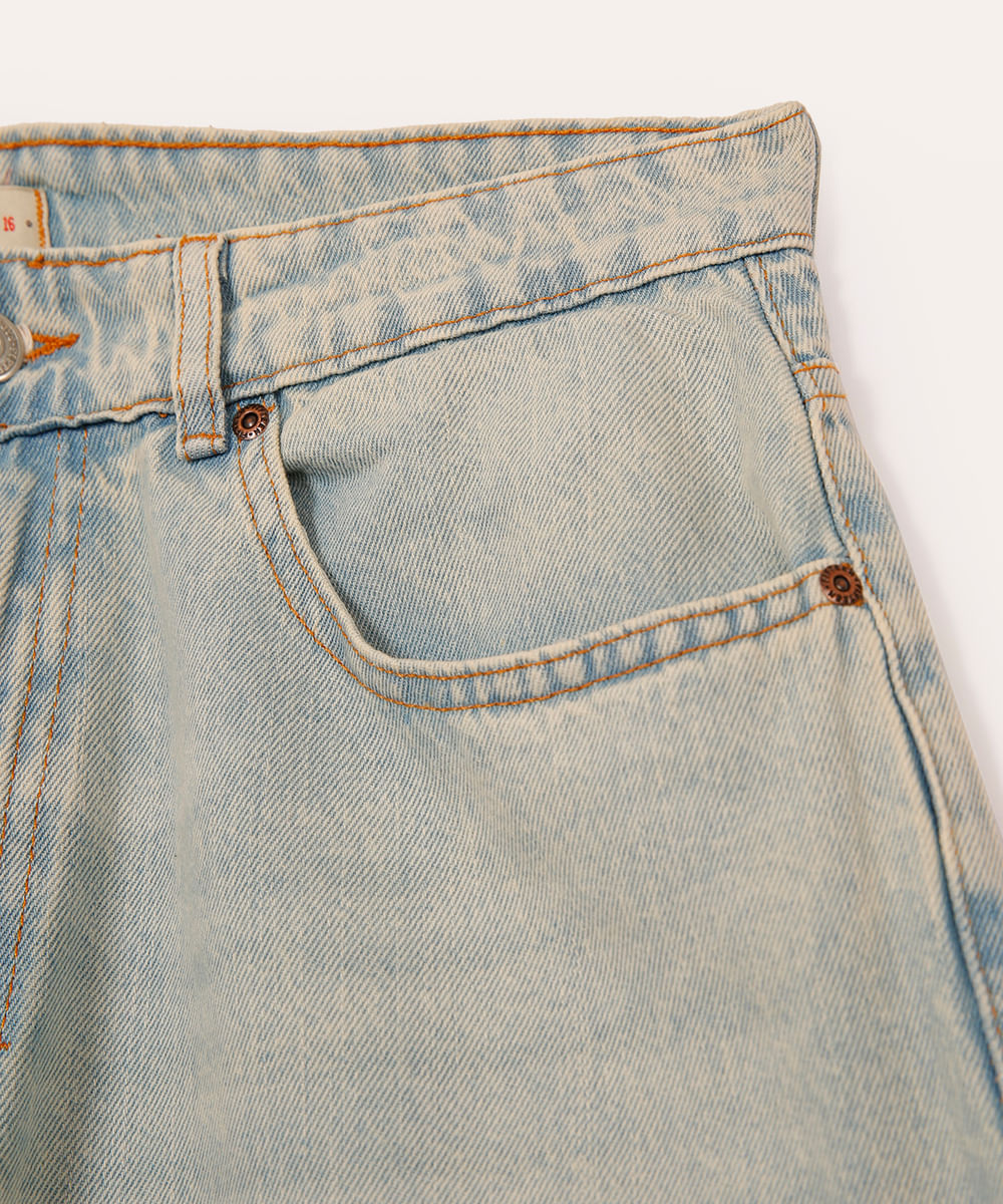 calça skater jeans juvenil com bolsos azul