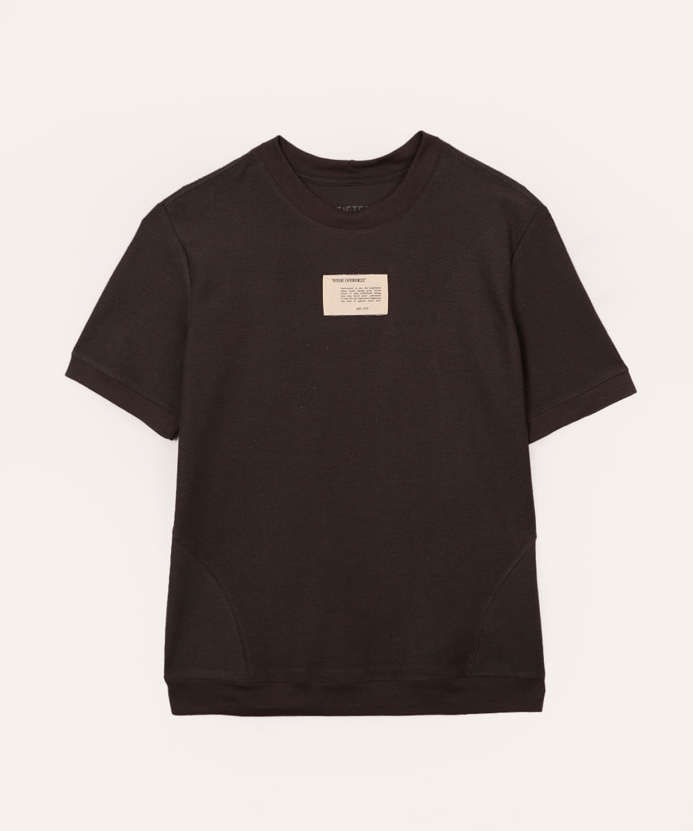camiseta de algodão juvenil manga curta texturizada cinza