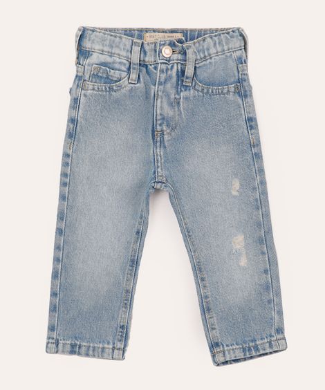 calça jeans infantil slim com bolsos azul