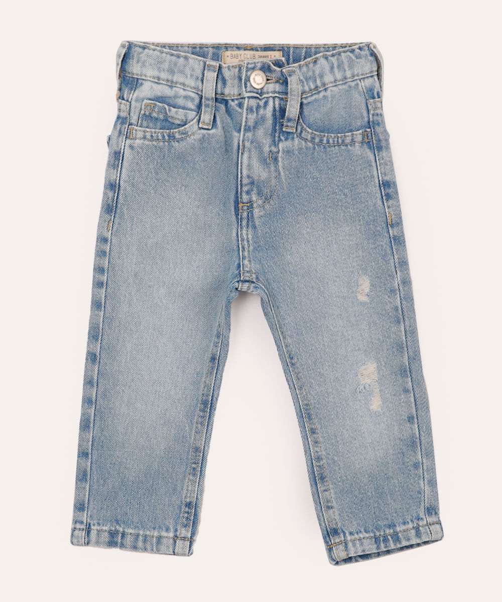calça jeans infantil slim com bolsos azul