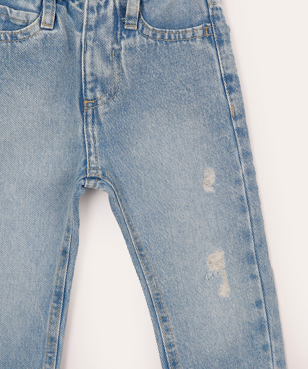 calça jeans infantil slim com bolsos azul