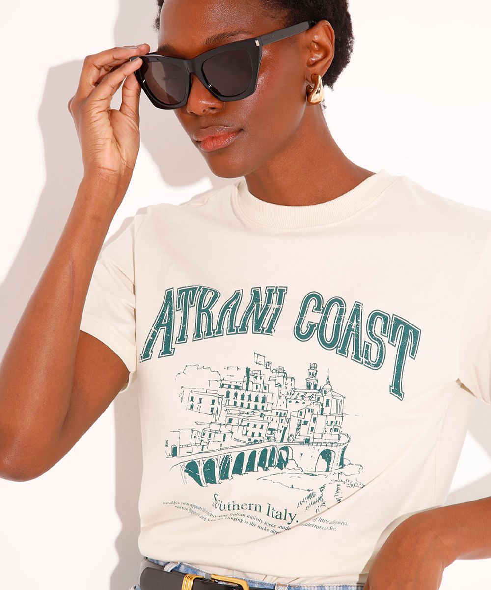 camiseta de algodão atrani coast mindset bege