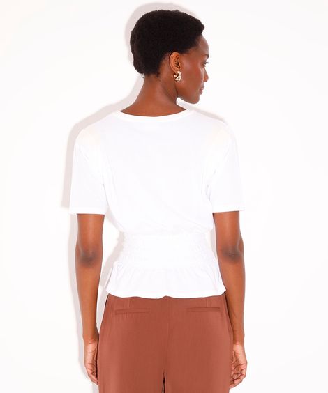 camiseta de algodão com franzido mindset off white